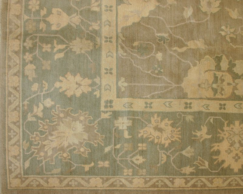 Afshan Wool Oriental Area Rug in Greens/Taupes, Rectangle 8' x 10'