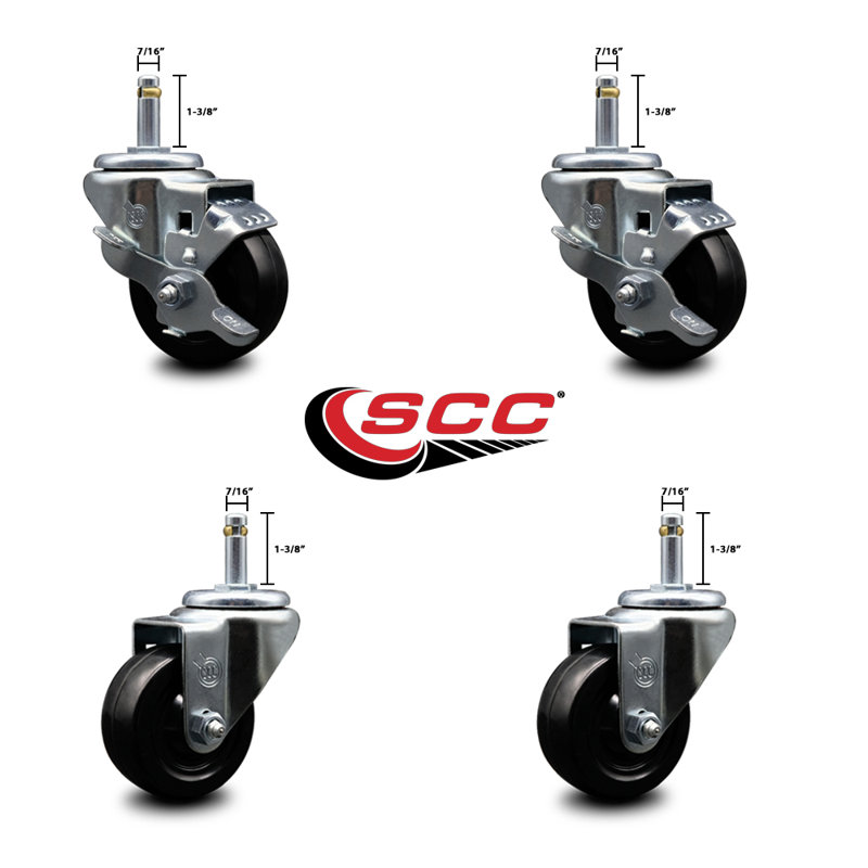 4-Piece Hard Rubber Caster Set