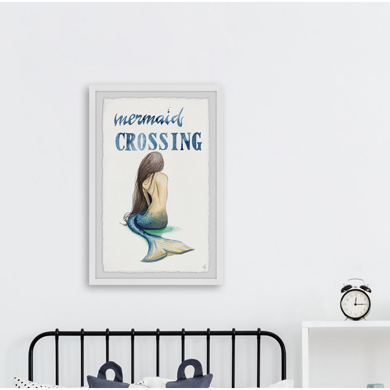 «Shirley Mermaid Crossing Back», art encadré, H 24 po x l 16 po