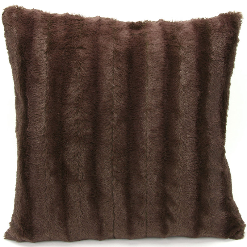 Housse de coussin en similifourrure, 18 po x 18 po, Chocolat