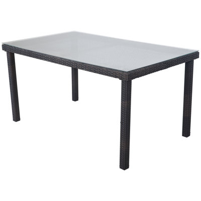 Nassau Brown Woven Resin Wicker Outdoor Patio Dining Table - 59"