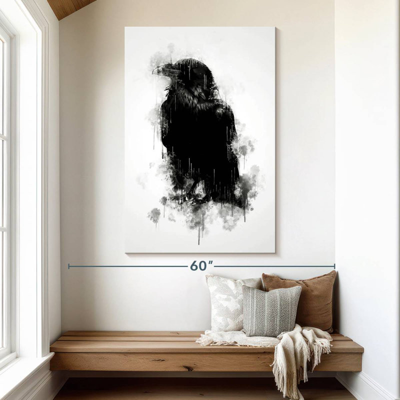 Brampt Crow Raven Black And White, 51" H x 34" W