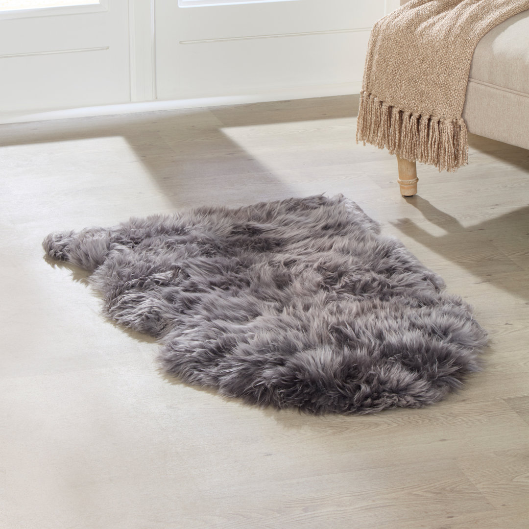Adrianna Solid Colour Sheepskin Hand Woven 120cm X 60cm Area Rug