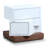 Modern White 2-Drawer Nightstand with Walnut Base - Asymmetrical Design - Fully Assembled - 22.4" W X 19.7" D X 19.7" H