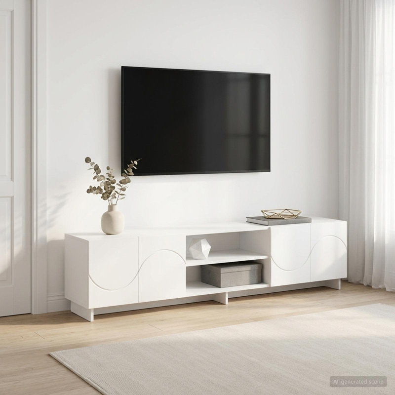 TV Stand, 40cm H x 179.5cm W x 34.5cm D, White