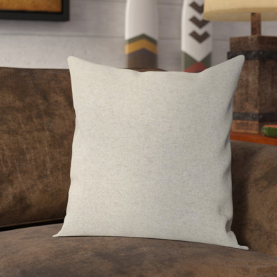 Wool & Cotton Blend Removable Cover Pillow Throw Authentic Handmade Square Polyester Fill Gray Non-Reversible Textured Solid With Gray Cotton Backing