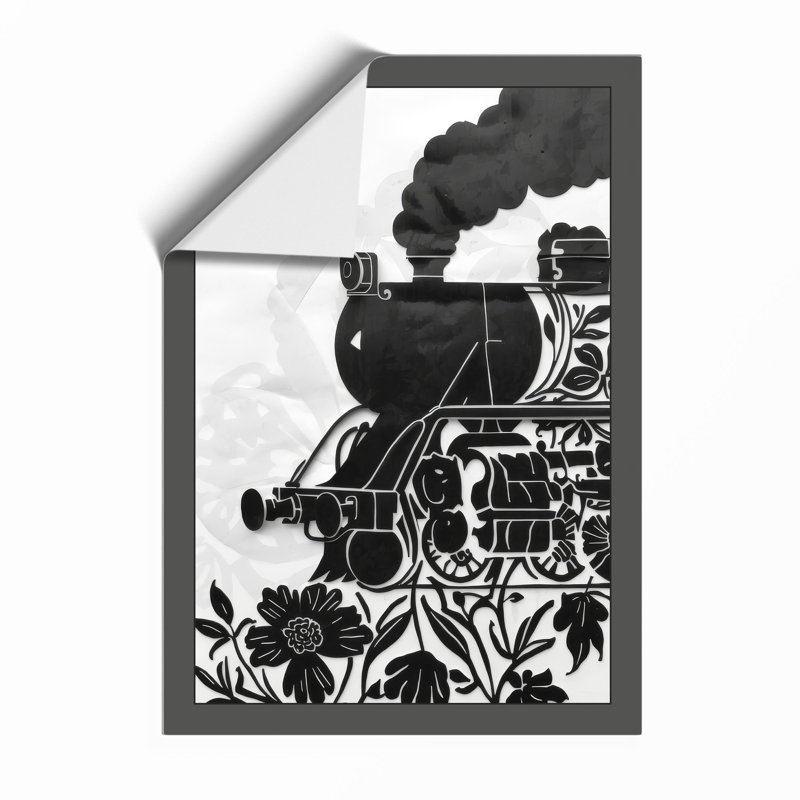 Steam Engine And Blossoms Industrial - Print, Unframed, A2 - 59.4 x 42.0 cm