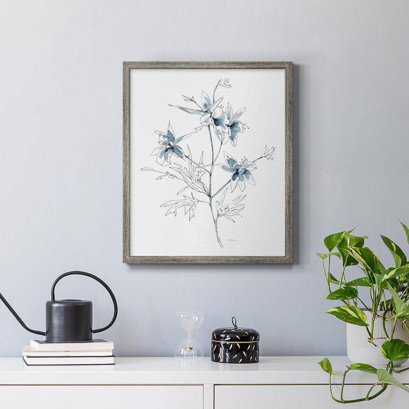 Toile encadrée de qualité supérieure indigo croquis II - prête à être accrochée, Argent patiné, H 24 po x l 20 po