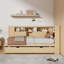 Lit de jour en bois avec tablettes de rangement, lit gigogne et station de charge USB intégrée-1645502891