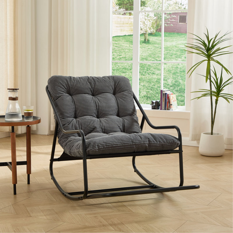 Chaise berçante d'extérieur, coussin confortable, avec coussin doux et épais, Grey