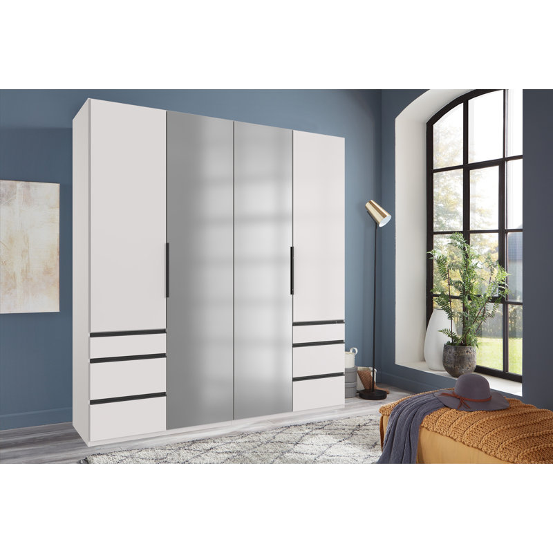 Guardino 4 Door Wardrobe, 216cm H x 200cm W x 58cm D, White