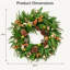 Couronne de Noël 24 po avec pommes de pin et baies dorées Norfolk