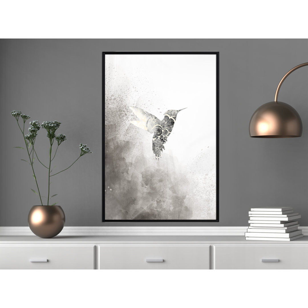 Gerahmter Grafikdruck Hummingbird in Shades of Grey