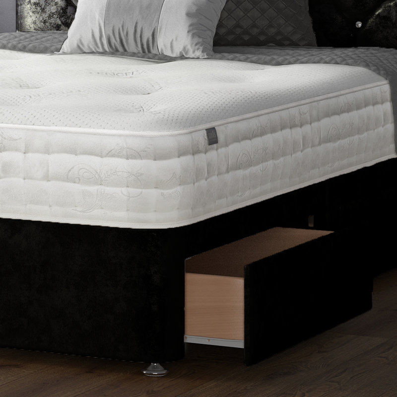 Fall Upholstered Bed, Black, Single (3'), 2 Right Drawers