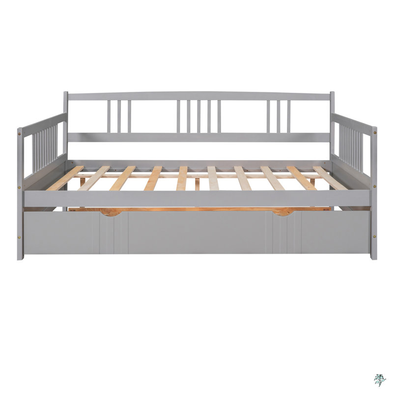 Lit de jour simple Lit en bois avec lit gigogne simple, Gris