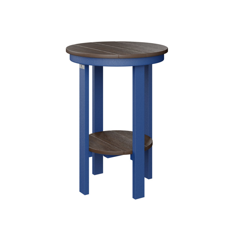 Table de bout ronde Berlin Gardens, Bleu pacifique, H 29 po x l 21,5 po x P 21,5 po, Imbuia