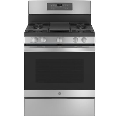 GEÂ® 30"" Free-Standing Gas Convection Range with No Preheat Air Fry -  GE Appliances, JGB735SPSS