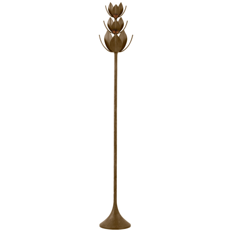 Alberto LED Torchiere Floor Lamp, Antique Bronze Leaf