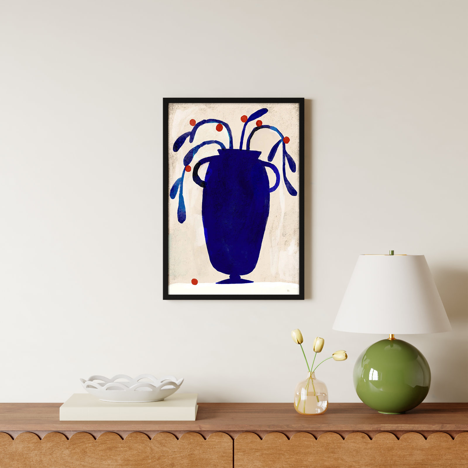 Red Berries by StudioM, Black, 25" H x 17.5" W x 1.25" D