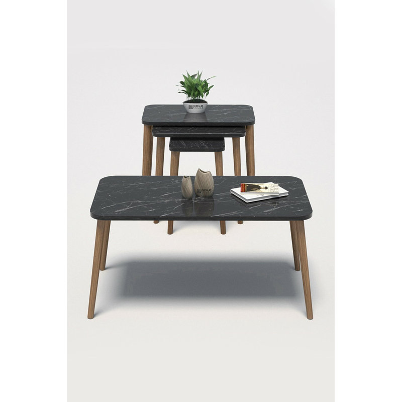Jessica 35cm Console Table, Black Marble