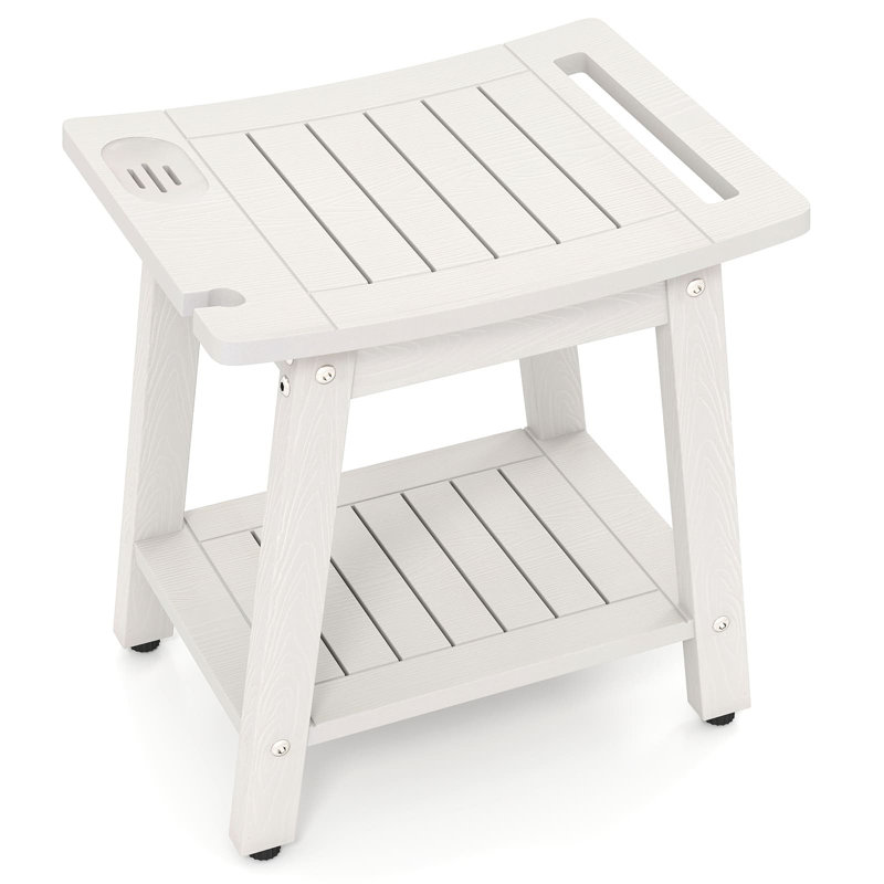   Shower Stool with Handle and Shower Head, White