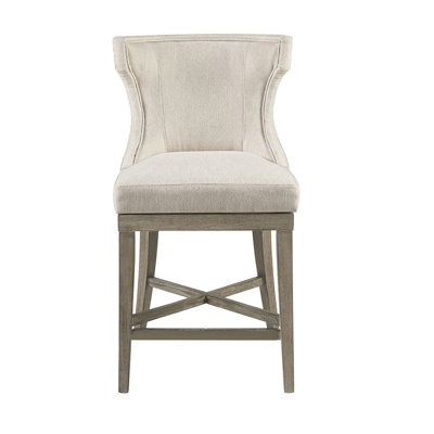 Élégante chaise de comptoir - repose-pieds d'une hauteur de 7,25 po, capacité de poids de 300 lb, siège rembourré crème et espacement des jambes de 17,75 po