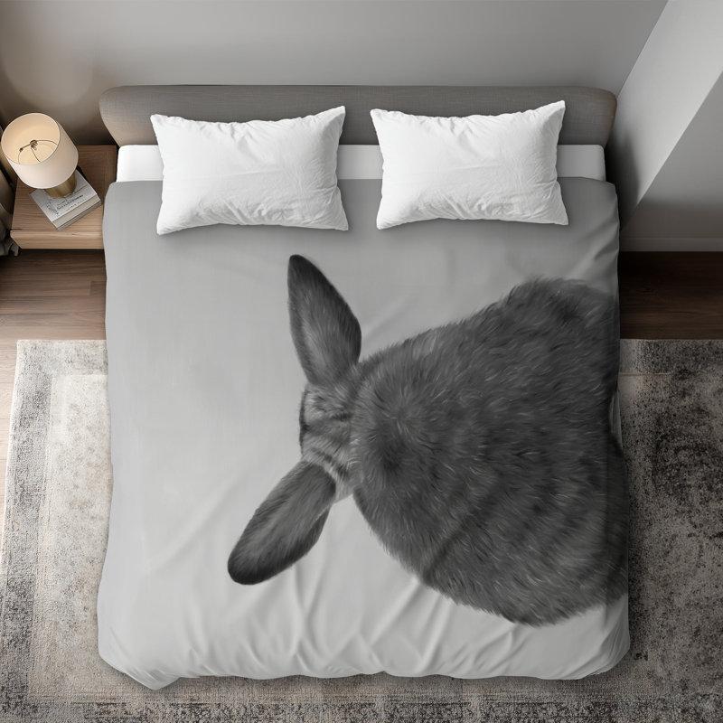 Little rabbit from behind Black Pets duvet cover | Home decor