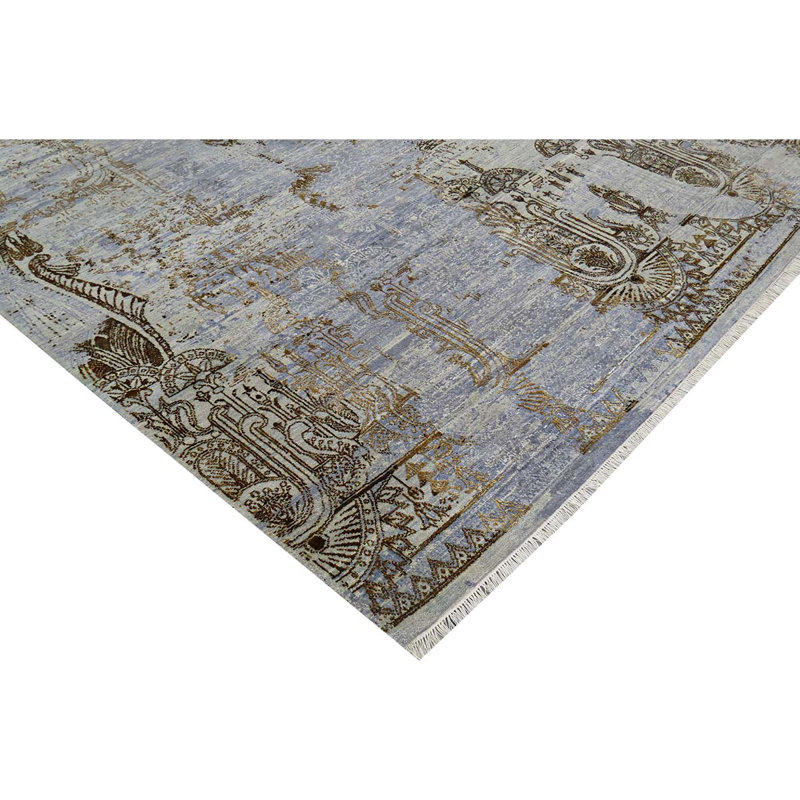 Hand Knotted Abstract Area Rug, Rectangle 9' x 12'