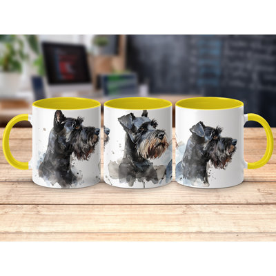 Watercolor Black Schnauzer Dog Design 11oz Coffee Mug