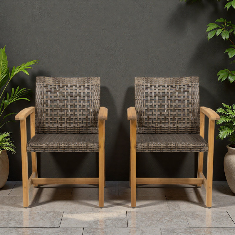 Chaise en bois et osier (ensemble de 2)