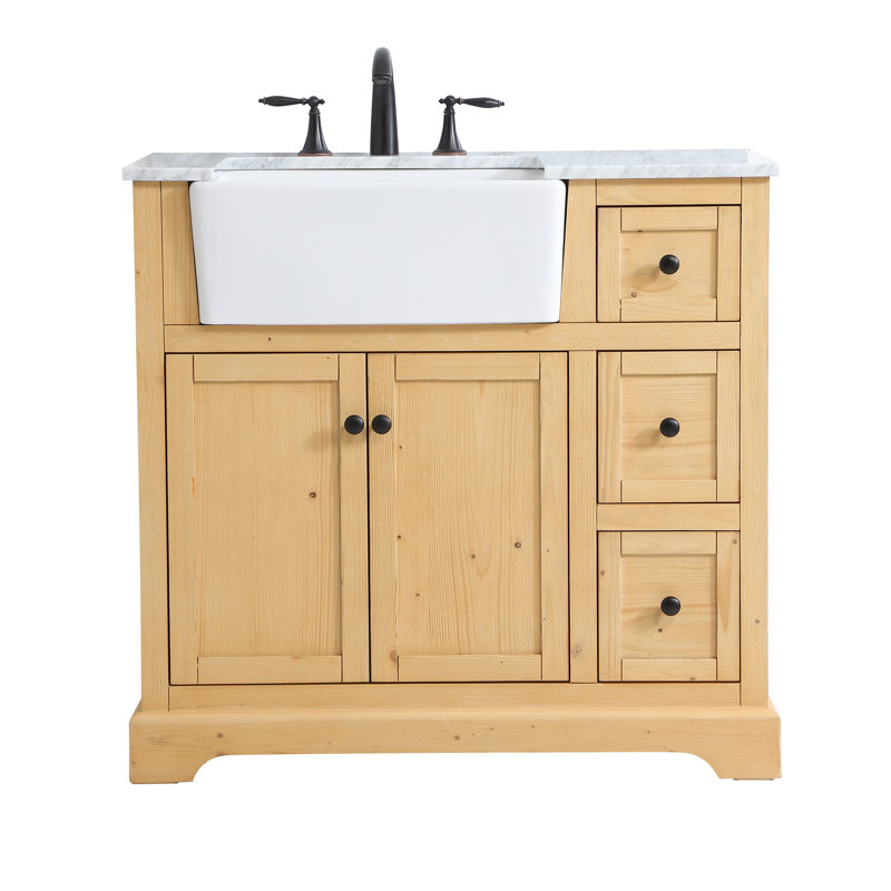 Ensemble de meuble-lavabo simple 36 po Pardue, Bois naturel