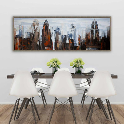 Grey Day in the City - Framed Canvas for Living Room Decor