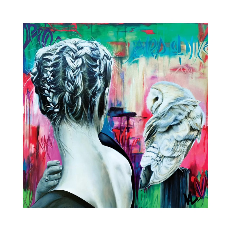 Unexpected Meeting by Val Escoubet - Painting on Canvas, Wrapped Canvas, 45.72cm H x 45.72cm W x 3.81cm D