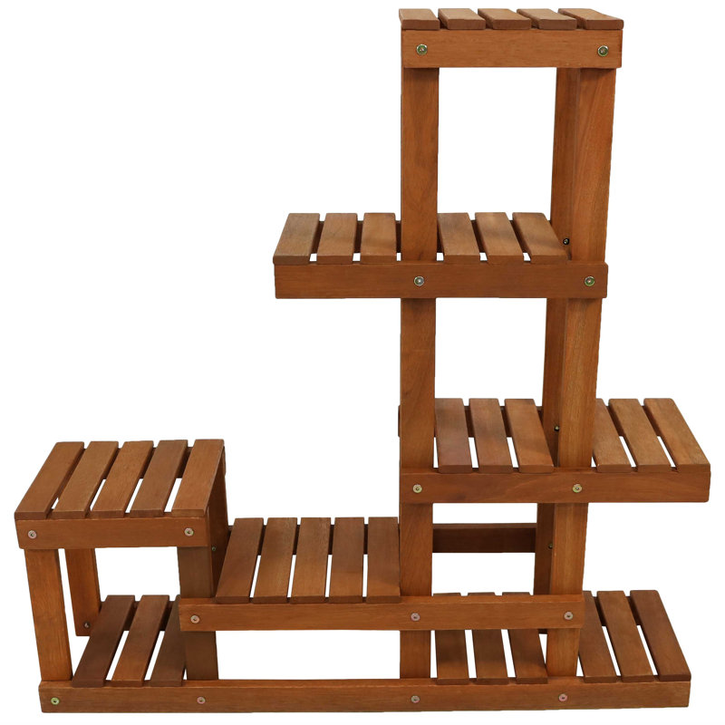 Support pour plante d'extérieur en bois de meranti brun à 7 niveaux Turnbridge