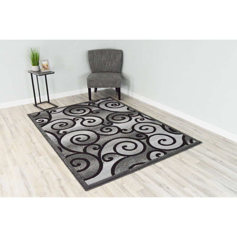 Tapis gris / noir Cosper, Rectangle 8 pi x 10 pi 5 po