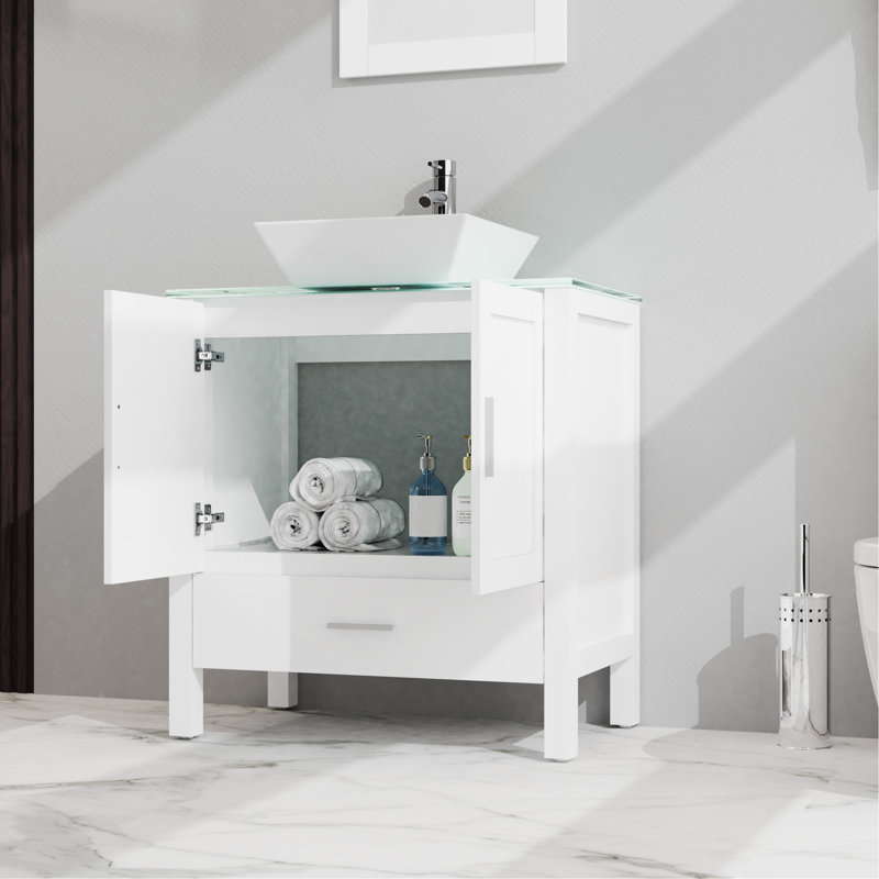 Compartiment de meuble-lavabo 30 po avec miroir 30 po, blanc