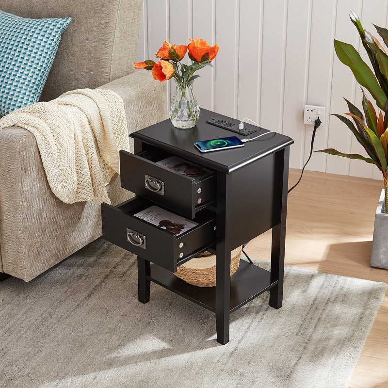 Miramontes Nightstands with Charging Station USB Ports & Power End Table Bedside Tables with 2 Drawers