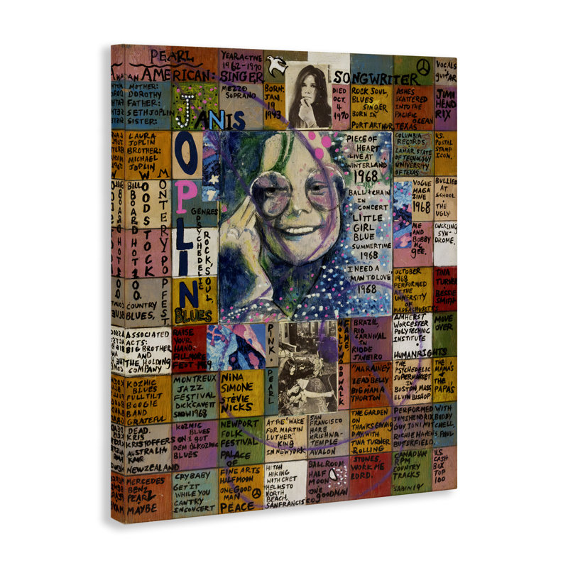 Art mural Janis Joplin par Sabin, H 20 po x l 16 po