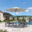 Parasol de marché rond semi-automatique 9 pi, pôle argenté, de luxe, pour terrasse, beige-149625060-155071281
