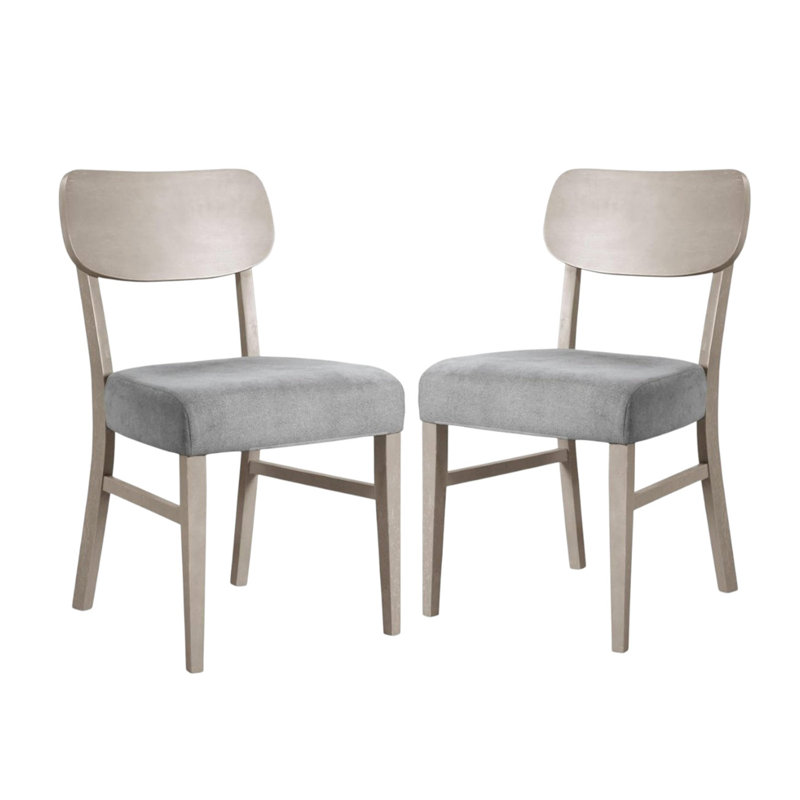 Ensemble de 2 chaises de salle à manger rembourrées avec coussins de siège rembourrés gris