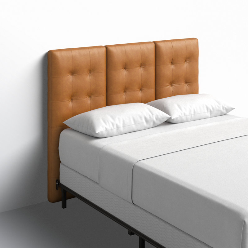 Candi Genuine Leather Headboard in Saddle Tan, Queen