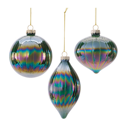 Glass Ornament Set of 12 – 3", 3.5", 4"