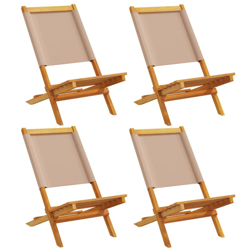 14-4 Polyester/Polyester Blend Garden Chair With Cushion Folding Chair Set, Taupe