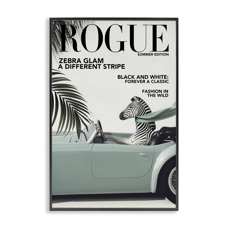 «Rogue Zebra», estampe numérique, design par Annabelle Hall, H 18 po x l 12 po, Giclée encadrée noir minuit