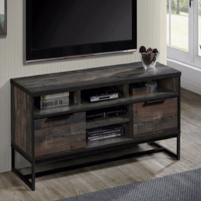 47 In Rustic Gray Wood Tv Stand With 5 Shelves And 2 Drawers, Living Room Media Console For 43" To 55" Tvs