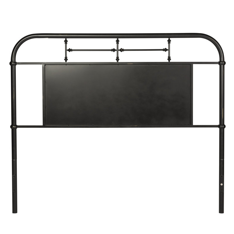 Tête de lit en métal avec panneau central Edmund, Noir, Simple