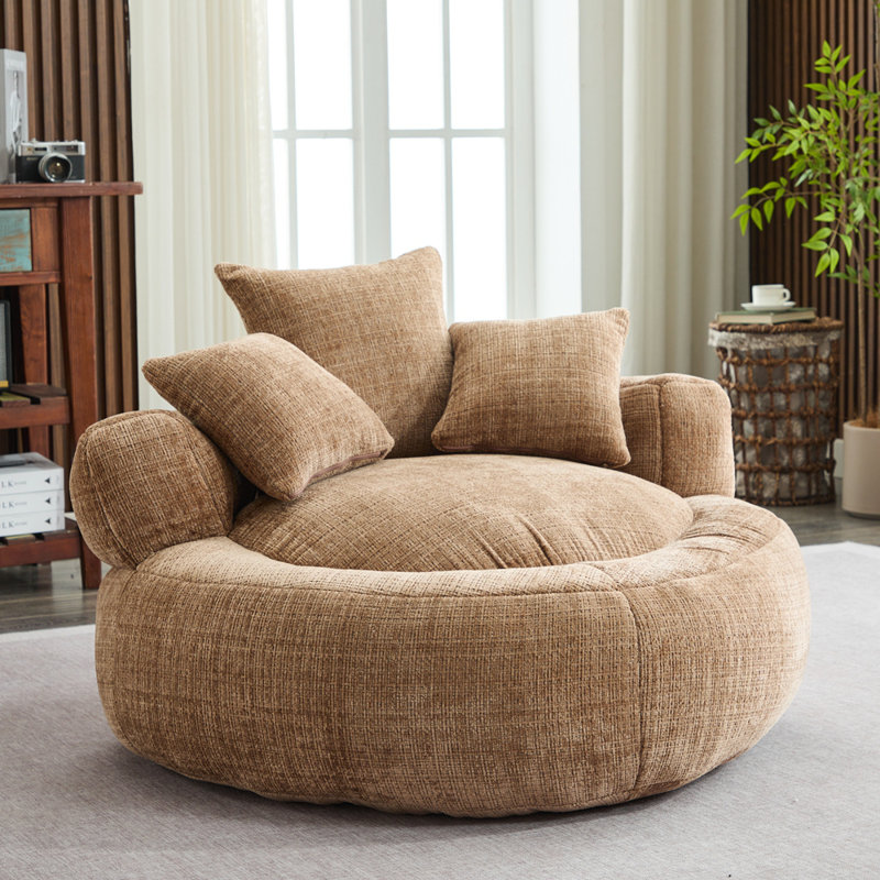Fauteuil à billes en mousse pour chien avec rembourrage, fauteuil à billes avec housse en chenille ultra doux, Café