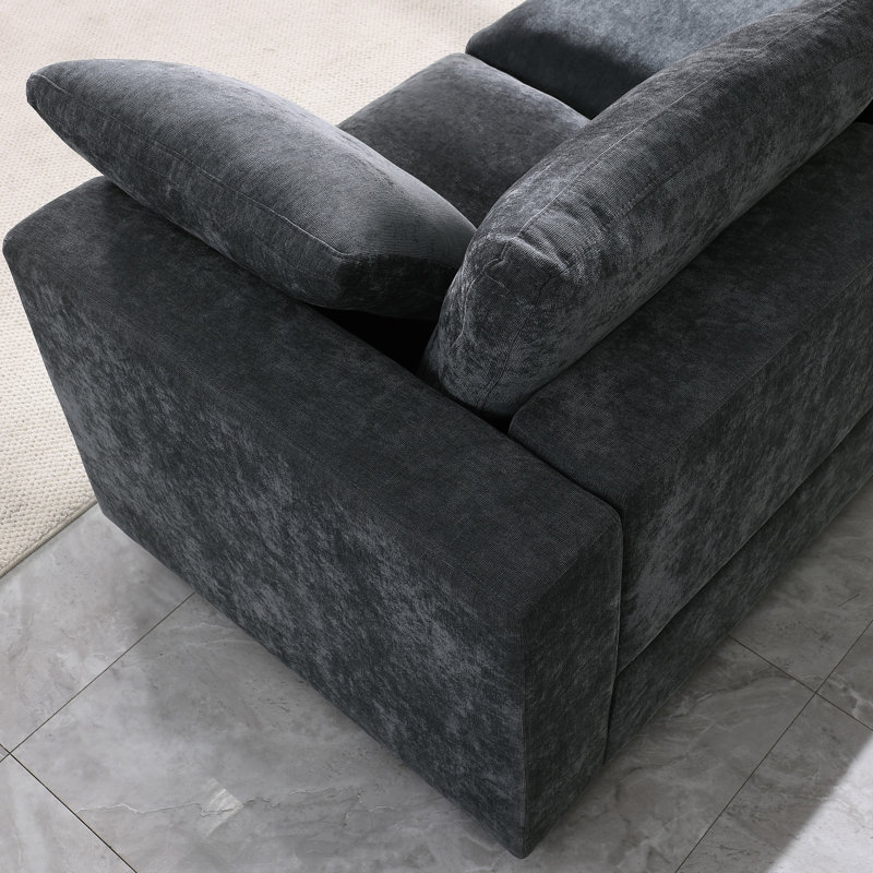 Canapé modulaire de qualité, chenille grise, fauteuil droit avec instructions de montage faciles, gris, chenille, fauteuil faisant face, polyvalent pour n'importe quelle pièce