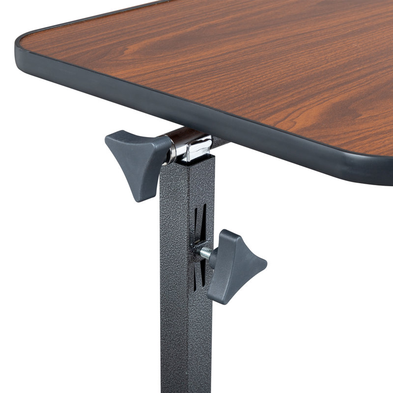 Table de lit inclinable et réglable en hauteur avec 4 roulettes et 2 verrous, 67 x 42 cm, MDF imitation bois foncé et métal