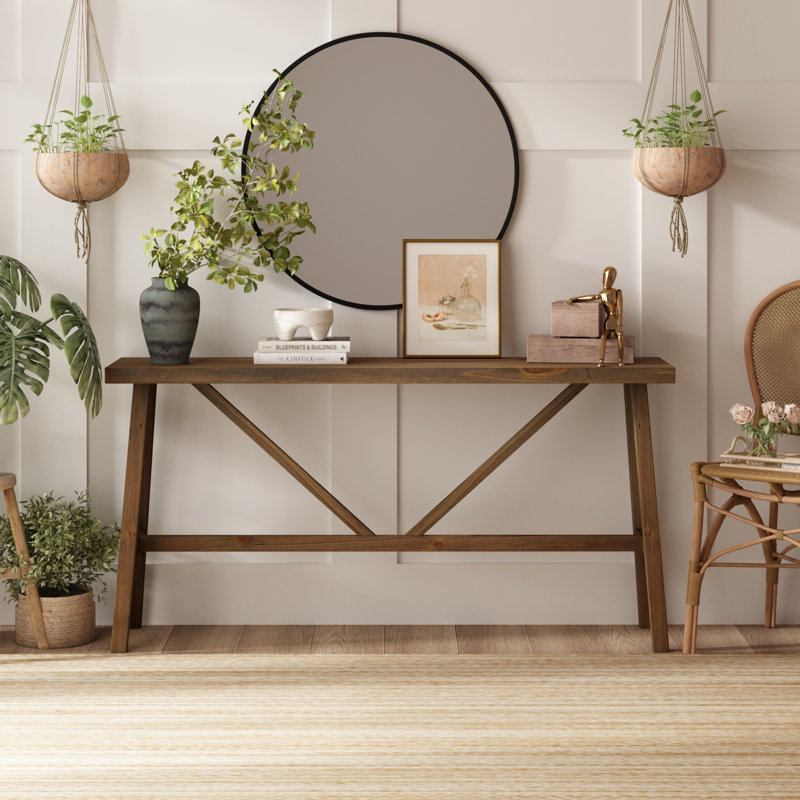 Fawaka 63"W Farmhouse Solid Wood Console Table, 31.5" H x 63" W x 13.4" D